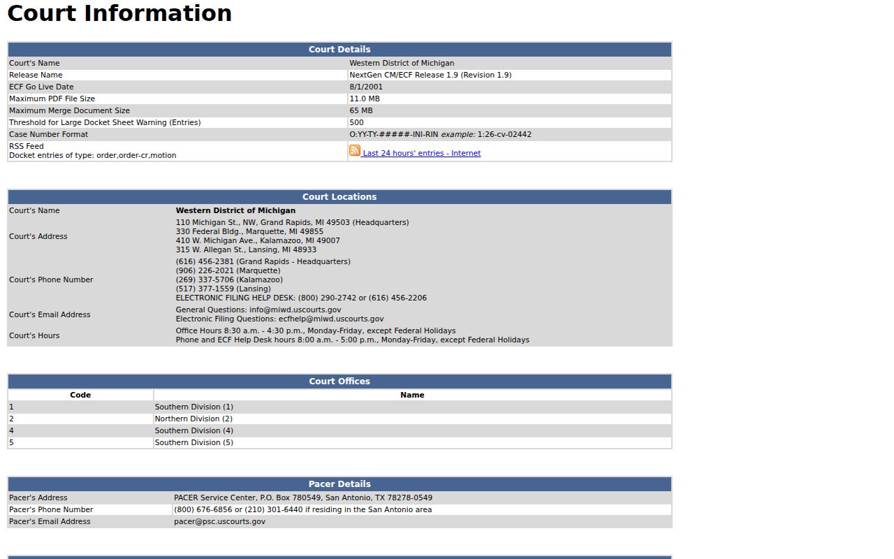 Dickinson County case search federal court docket source