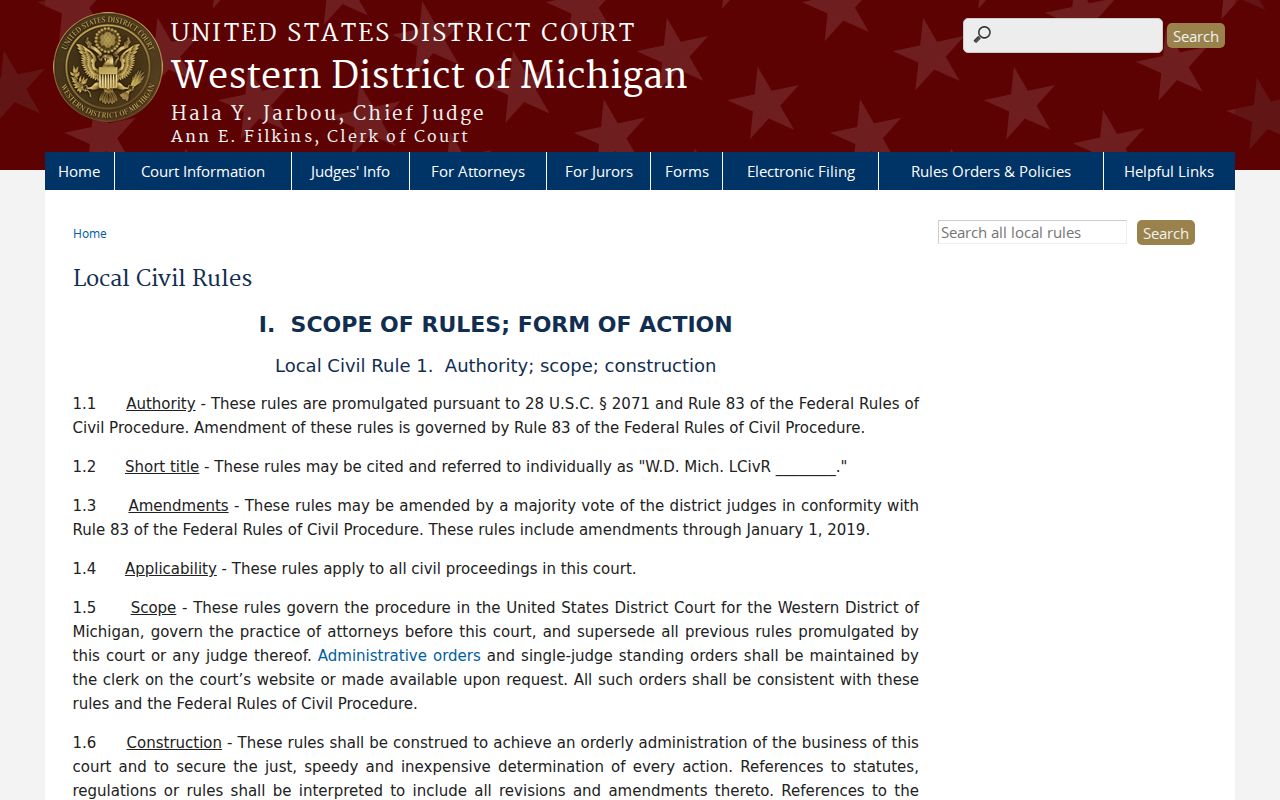 Dickinson County court records federal court rule source