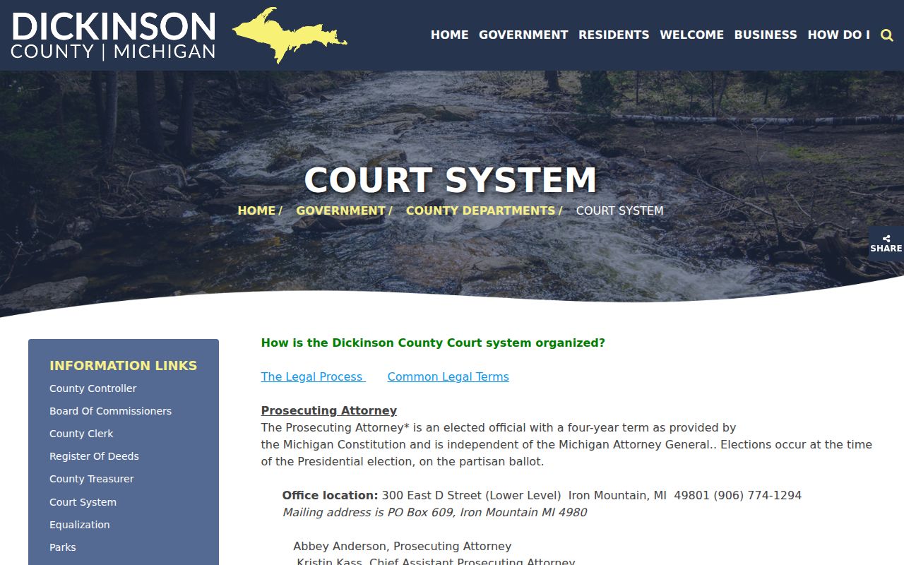 Dickinson County court docket court system source