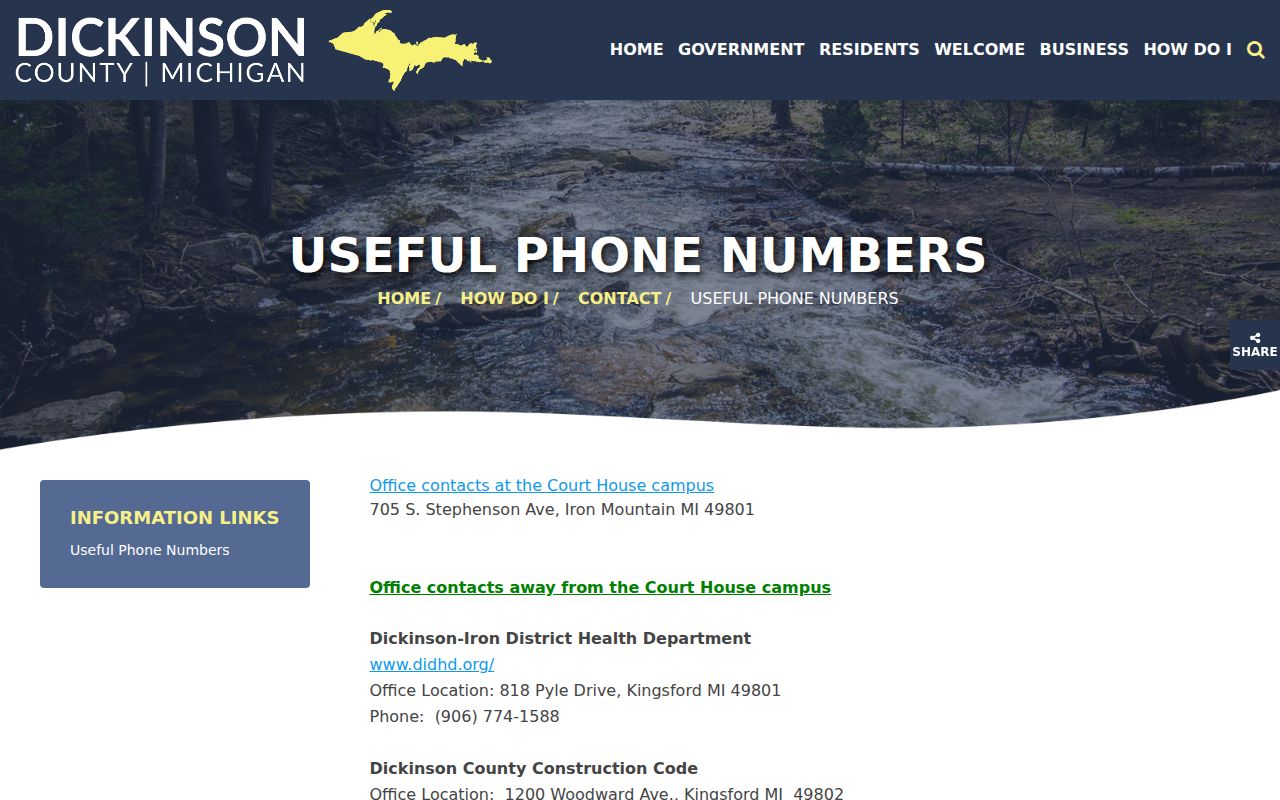 Dickinson County court docket official contact source